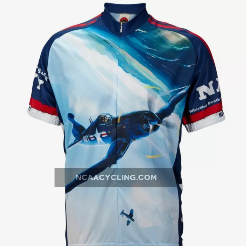US Navy Corsair WWII Short sleeve Half zip men's cycling jersey