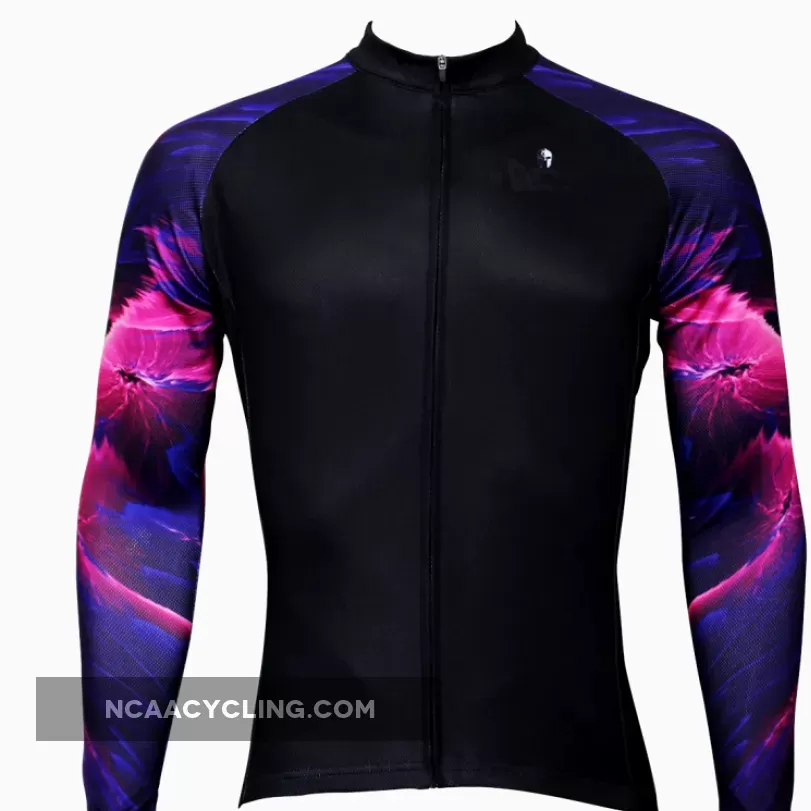 Purple Pink Cool Graphic Arm Men's Cycling Long-sleeve Black Jerseys NO.365