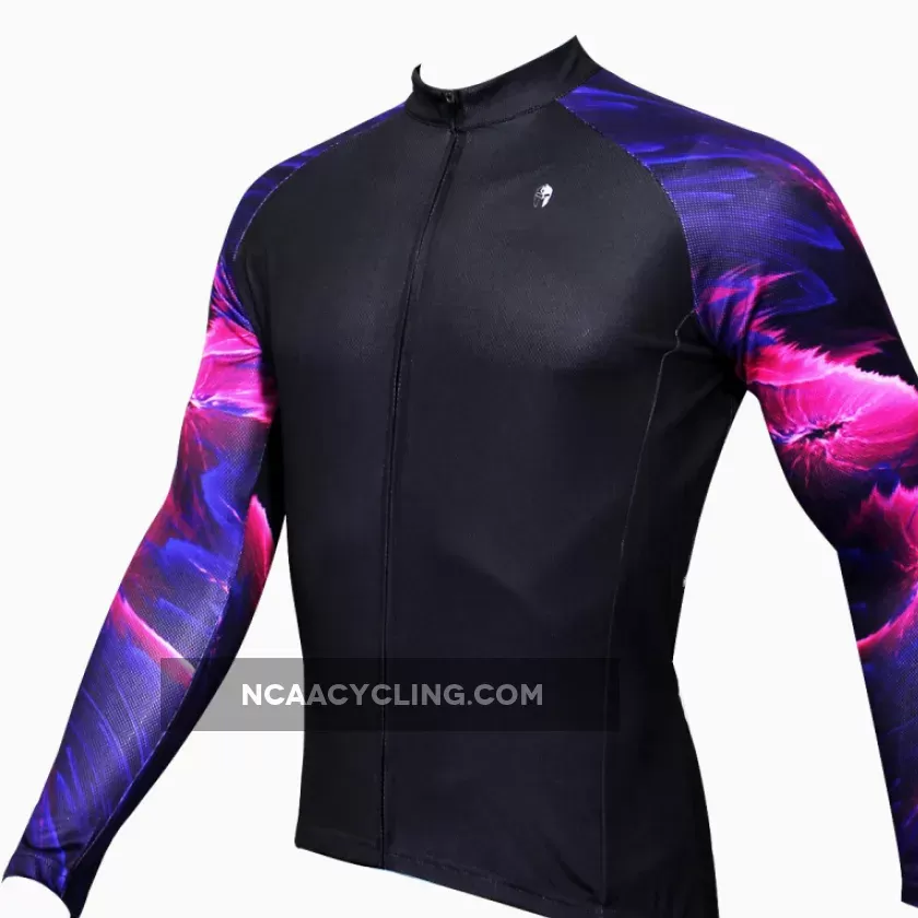 Purple Pink Cool Graphic Arm Men's Cycling Long-sleeve Black Jerseys NO.365