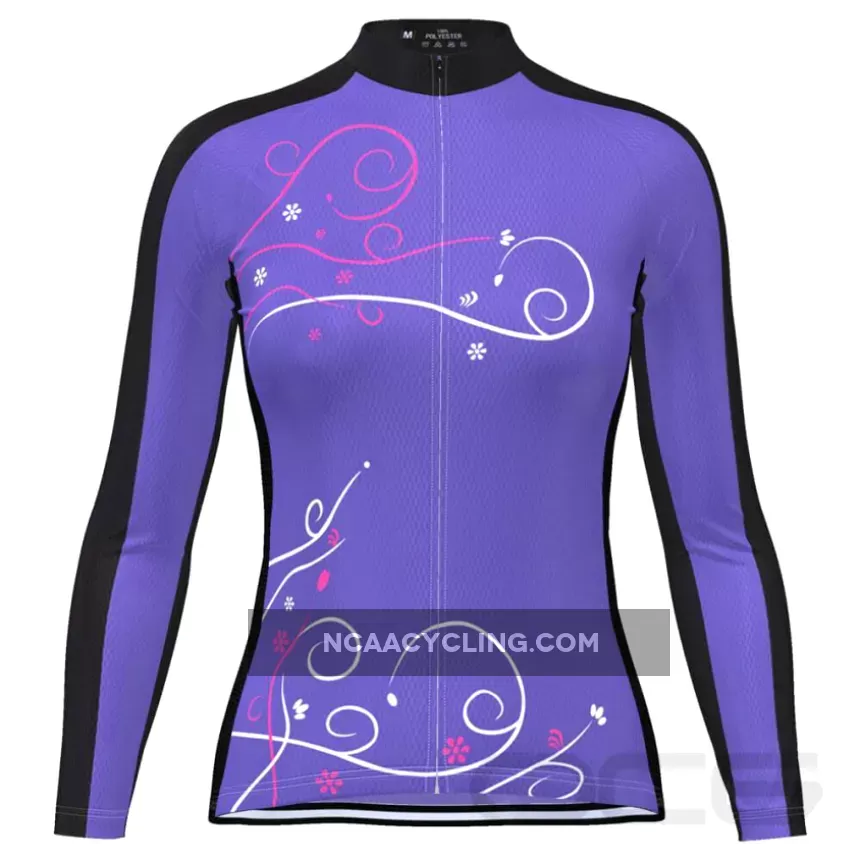 Women's Floral Swirl Long Sleeve Cycling Jersey For Sale