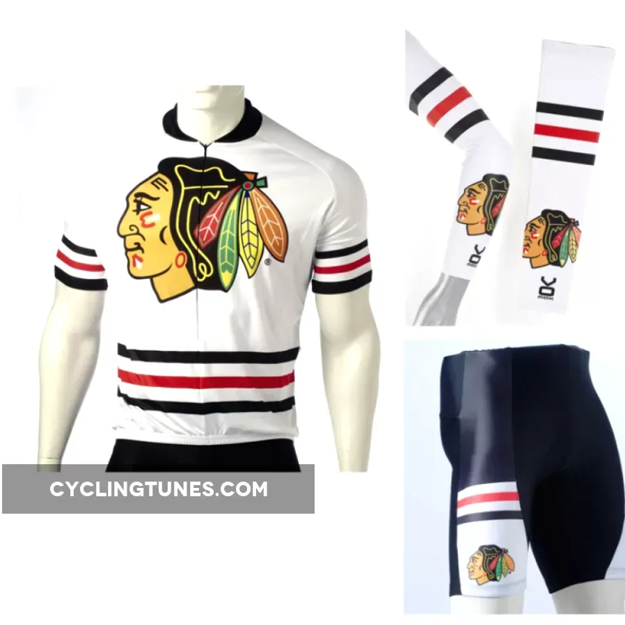NHL Chicago Blackhawks Cycling Jerseys Bib Shorts Arm Warmers
