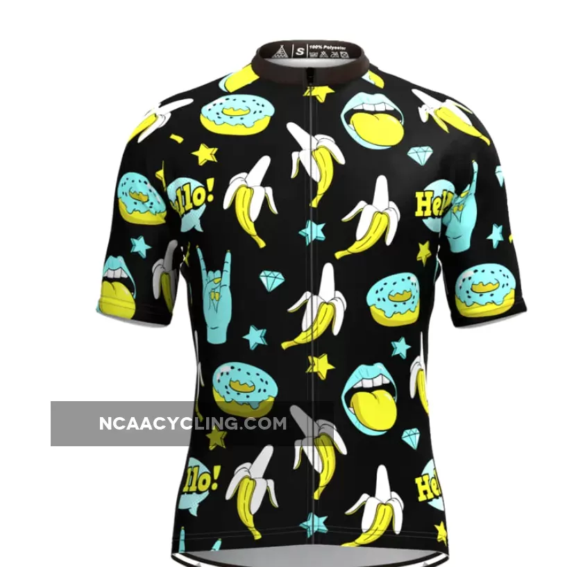 Men's Donuts Banana Print Cycling Jersey Outlet