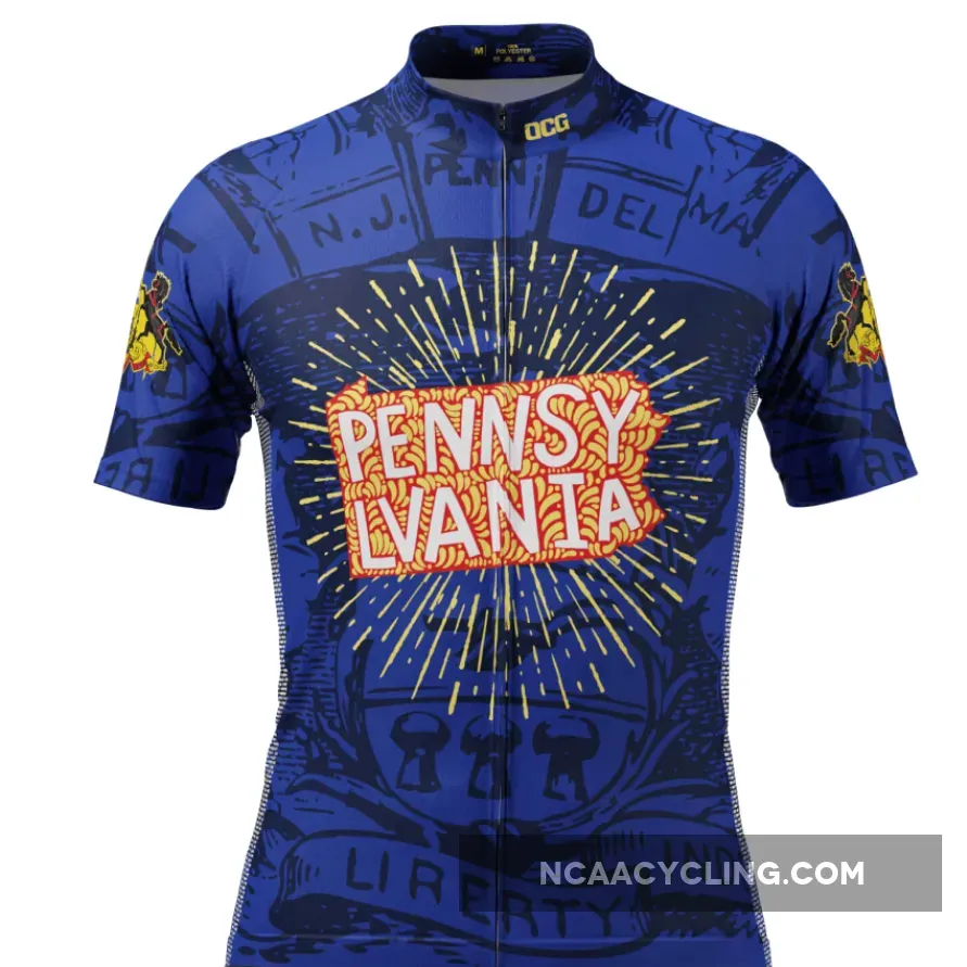 Men's Pennsylvania USA State Short Sleeve Cycling Jersey, Penn Cycling Jersey
