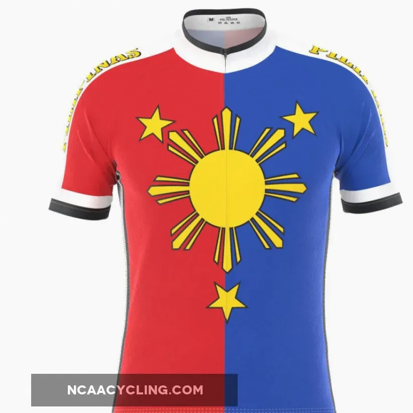 Men's Pilipinas Philippines Flag Short Sleeve Cycling Jersey