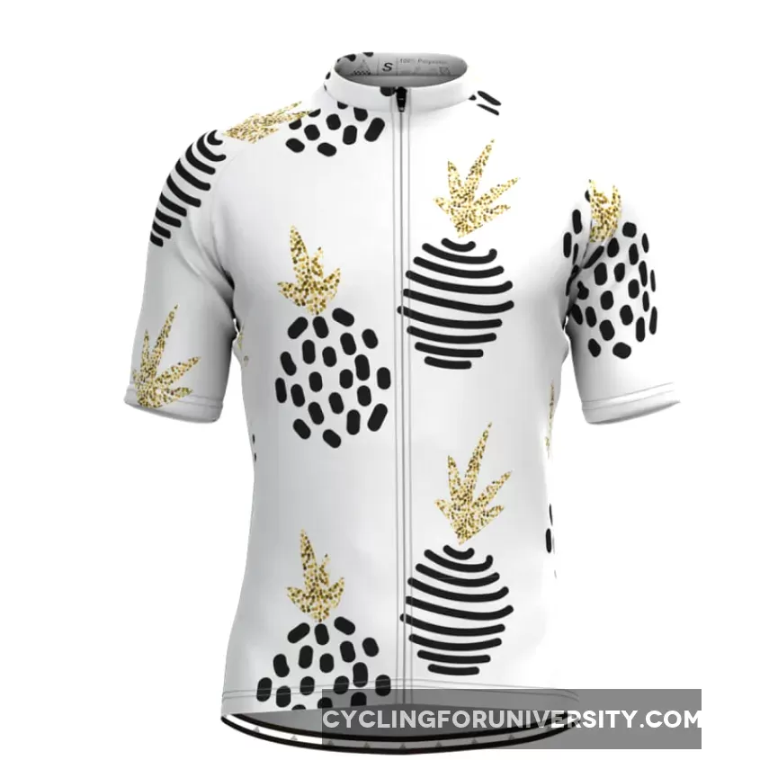 Men's Pineapple Print Cycling Jersey- Black White