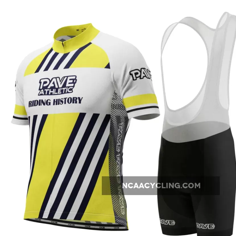 PAVE Athletic Retro Auto Yellow Short Sleeve Cycling Kit