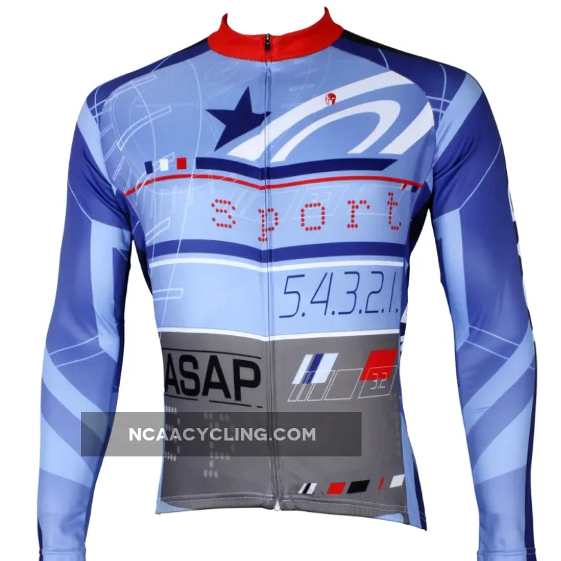 ILPALADINO Men's Long Light Blue Sleeves Cycling Clothing Suits with Tights Winter Pro Cycle Clothing Racing Apparel Outdoor Sports Leisure Biking shirt (Velvet) NO.532