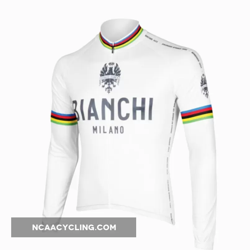 Bianchi World Champion White Cycling Jersey Long Sleeve
