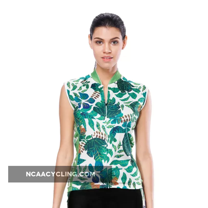 Tropical Plant Fresh Green Leaves Nordic Style Women's Cycling Sleeveless Bike Jersey /Kit T-shirt Summer Spring Road Bike Wear Mountain Bike MTB Clothes Sports Apparel Top / Suit NO. 803