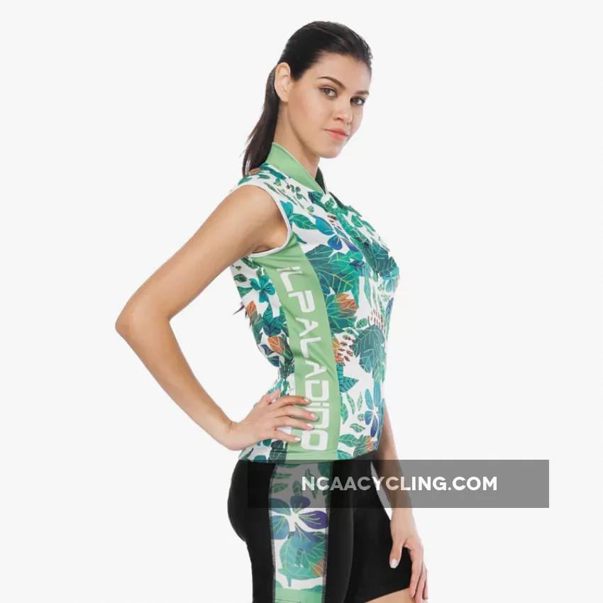 Tropical Plant Fresh Green Leaves Nordic Style Women's Cycling Sleeveless Bike Jersey /Kit T-shirt Summer Spring Road Bike Wear Mountain Bike MTB Clothes Sports Apparel Top / Suit NO. 803