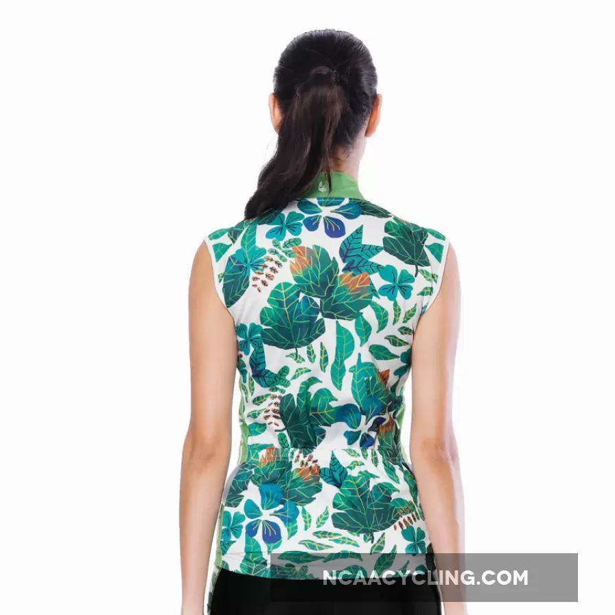 Tropical Plant Fresh Green Leaves Nordic Style Women's Cycling Sleeveless Bike Jersey /Kit T-shirt Summer Spring Road Bike Wear Mountain Bike MTB Clothes Sports Apparel Top / Suit NO. 803