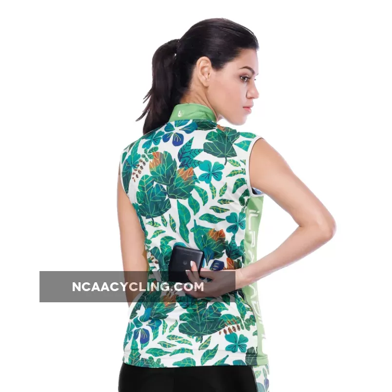 Tropical Plant Fresh Green Leaves Nordic Style Women's Cycling Sleeveless Bike Jersey /Kit T-shirt Summer Spring Road Bike Wear Mountain Bike MTB Clothes Sports Apparel Top / Suit NO. 803