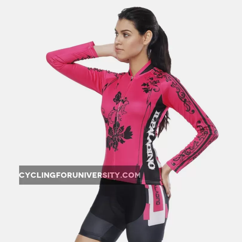 Black Flower Pink Red Women's Cycling Short-sleeve/Long-sleeve Bike Jersey/Kit T-shirt Summer Spring Road Bike Wear Mountain Bike MTB Clothes Sports Apparel Top / Suit NO. 794