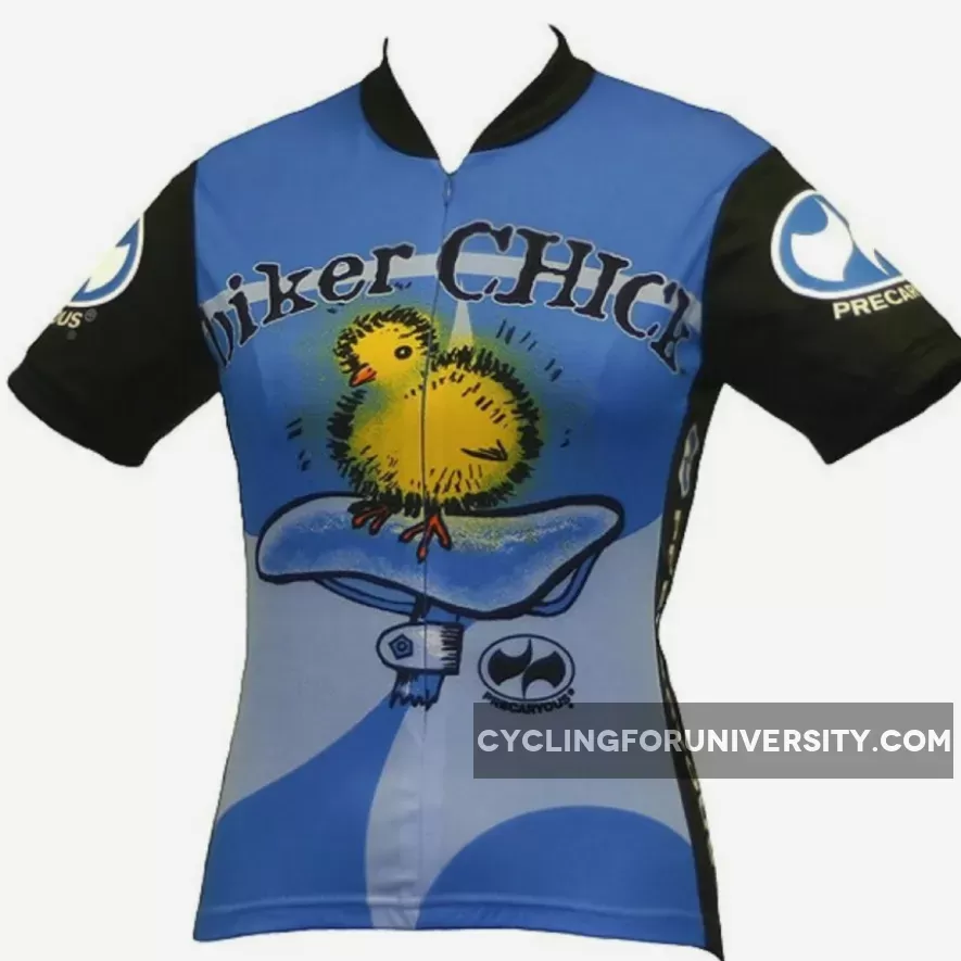 Biker Chick Women's Short sleeve Half zip cycling jersey Blue