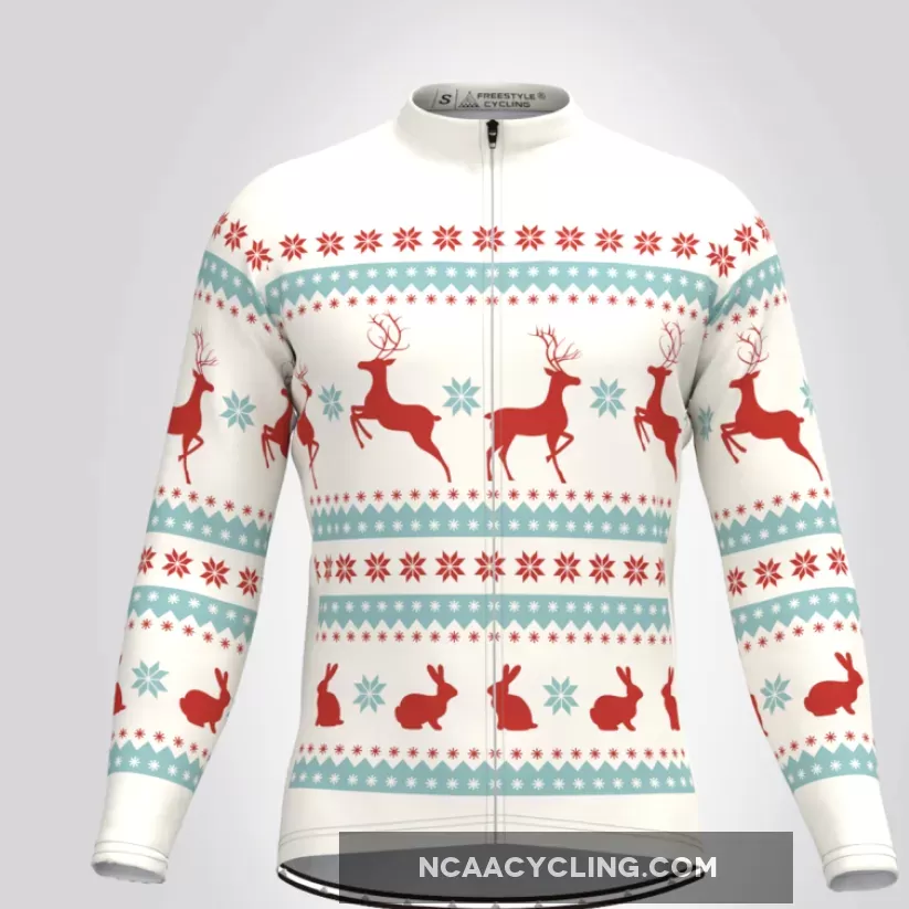 Classic Ugly Christmas sweater Men's LS Cycling Jersey - Beige
