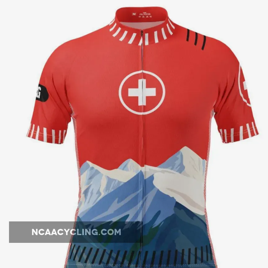 Men's Swiss Alps Switzerland Flag Short Sleeve Cycling Jersey / Switzerland Jersey
