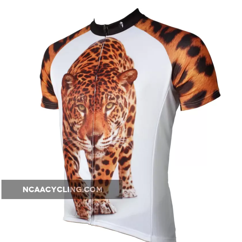 Ilpaladino Approaching Leopards Animal Men's Breathable Quick Dry Short-Sleeve Cycling Jersey Bicycling Shirts Summer Sportswear NO.566
