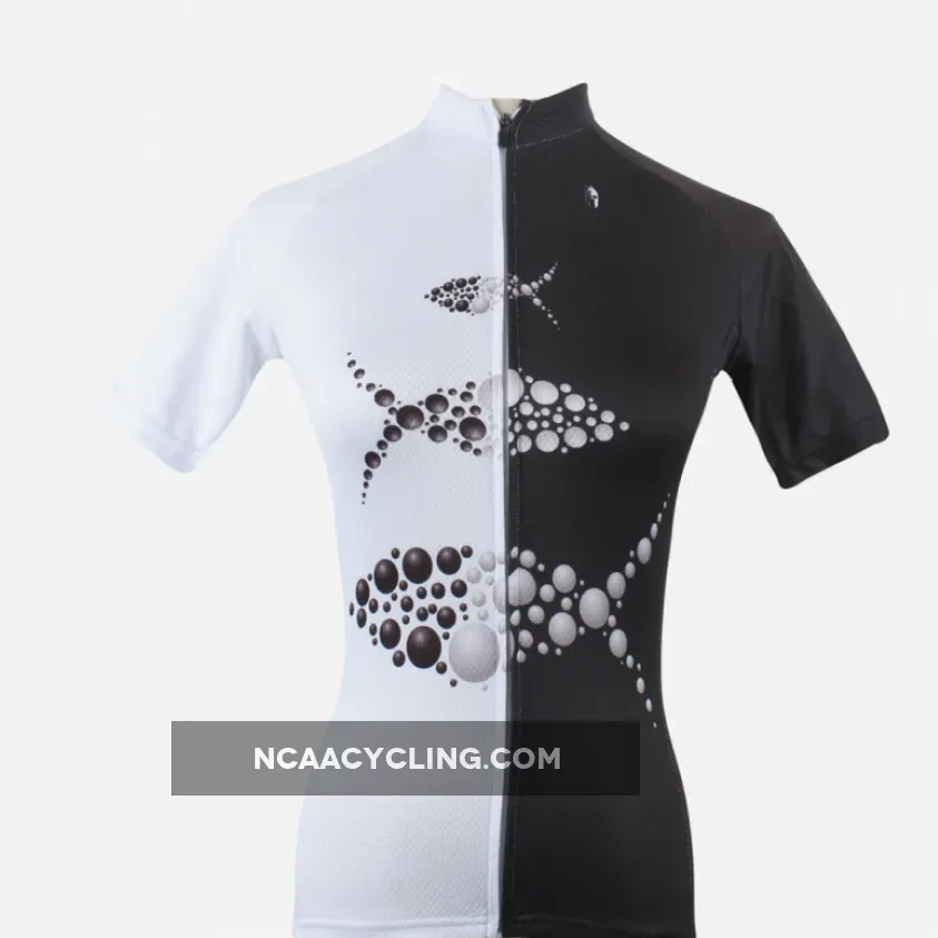 ILPALADINO Black & White Cycling Jersey Bicycling Summer Pro Cycle Apparel Outdoor Sports Leisure Biking Shirts Breathable and Comfortable NO.194