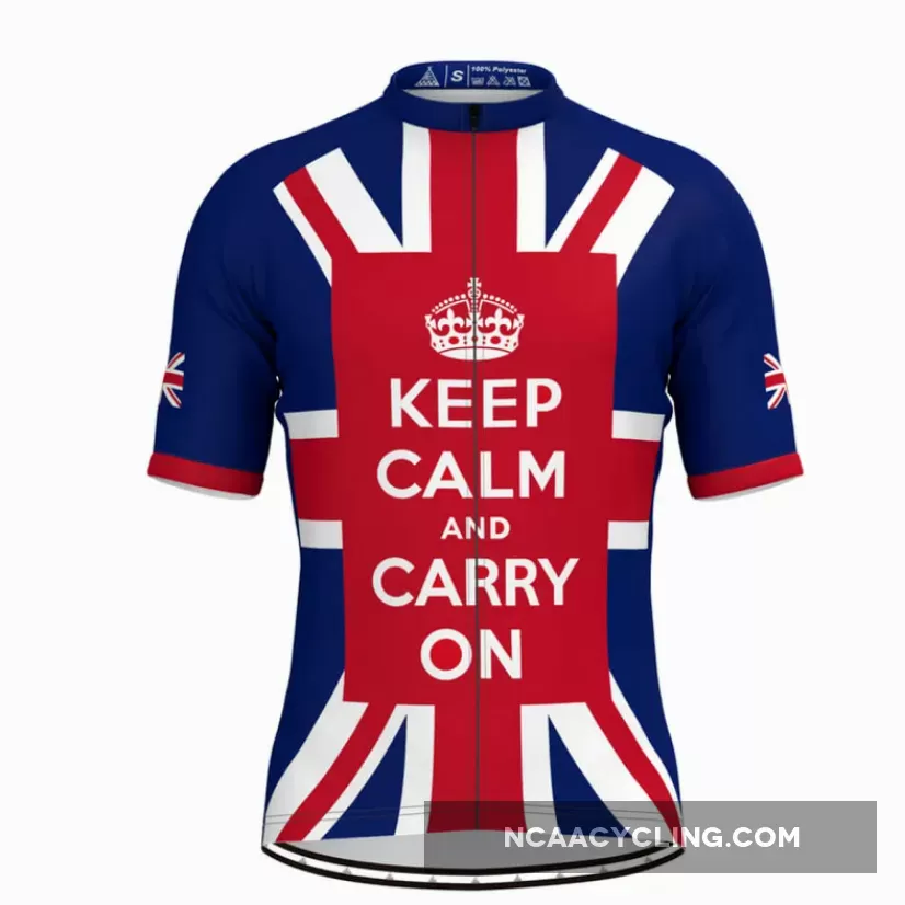 UK Flag Keep Calm And Carry On Men's Cycling Jersey