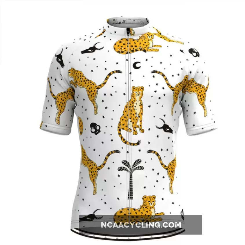 Men's Leopard Coconut Tree Print Cycling Jersey Restock