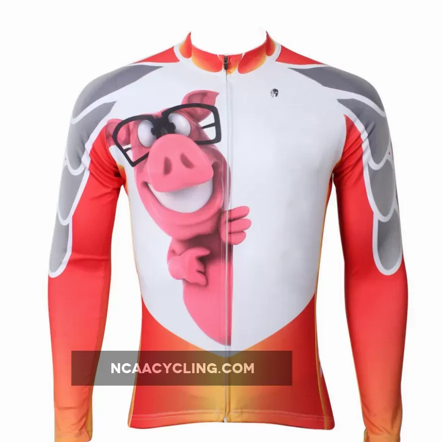 Ilpaladino Animal Pink Pig Men's Long/Short-sleeve Cycling Bike jersey T-shirt Summer Spring Autumn Road Bike Wear Mountain Bike MTB Clothes Sports Apparel Top NO.399