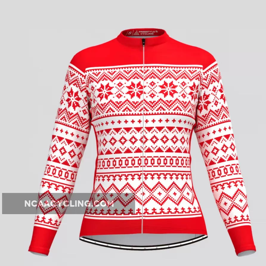 Classic Ugly Christmas sweater Women's LS Cycling Jersey - Red
