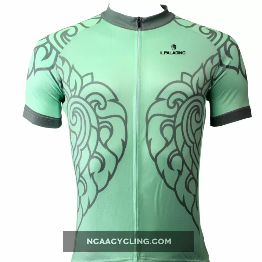 Patterned Green Leaves Men's Short-Sleeve Cycling Jersey Bicycling Shirts Summer NO.505