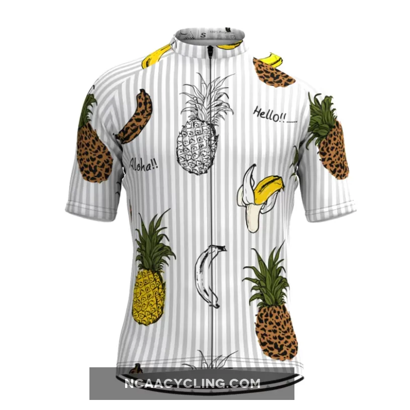 Men's Aloha Fruit Print Stripe Hawaiian Cycling Jersey
