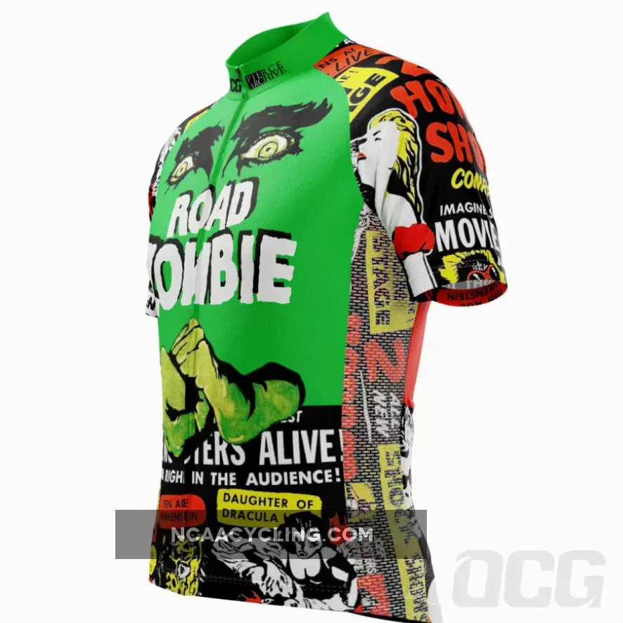 Men's Road Zombie Retro Short Sleeve Cycling Jersey Zombie Sleeves