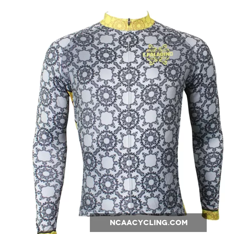 ILPALADINO Men's Long Grey Sleeves Cycling Jerseys Suit Apparel Outdoor Sports Gear Leisure Biking T-shirt Kit (Velvet) NO.510