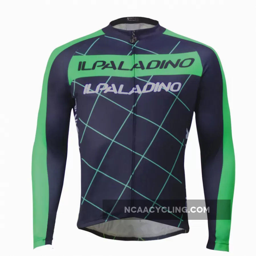 Men's Long-sleeve Black Cycling Jersey with Green-strip Suit Spring Fall/Autumn NO.765