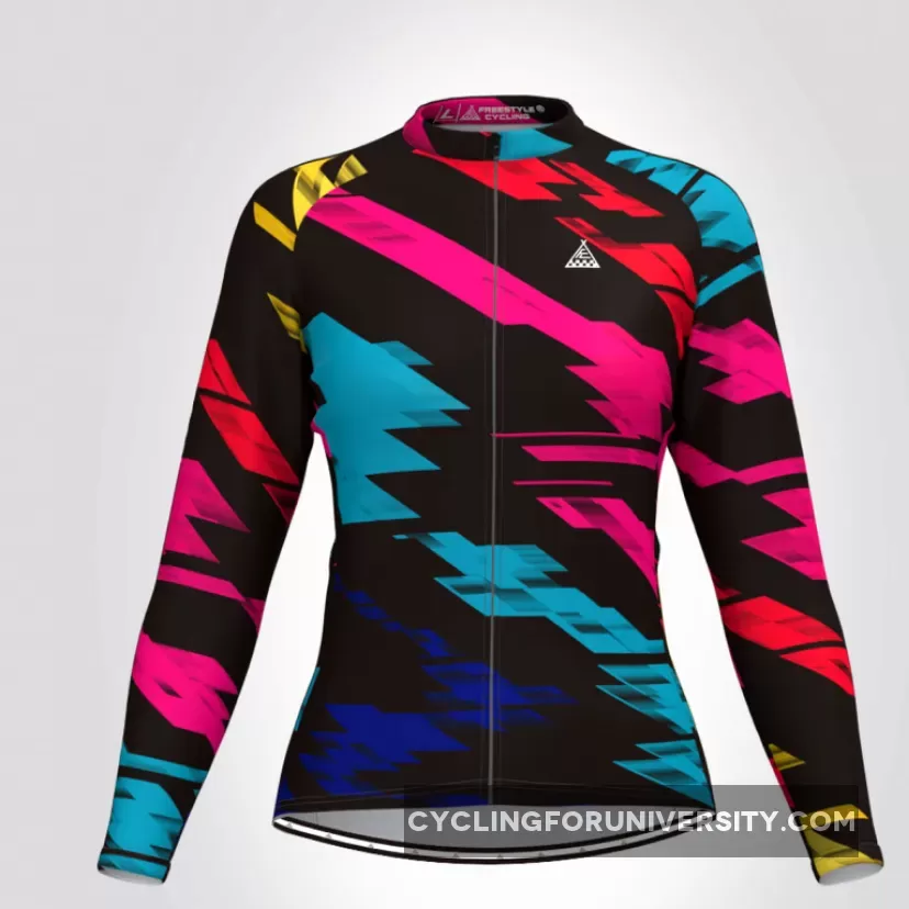 Classic Multicolor Gradient Women's LS Cycling Jersey