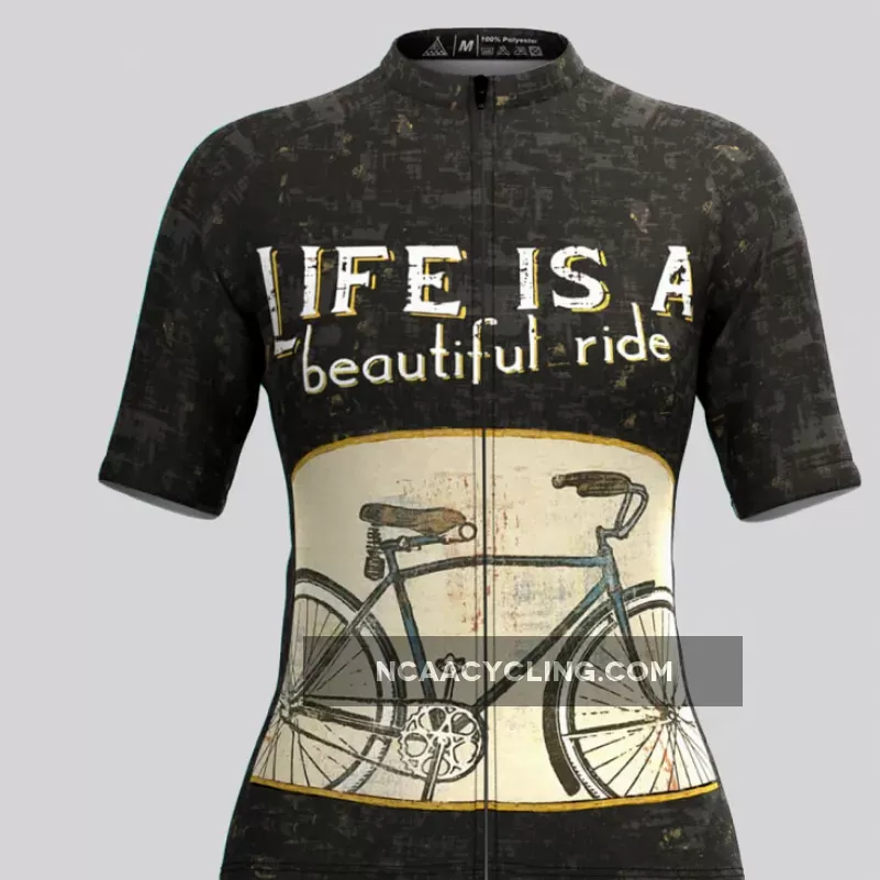 Women's Life Is A Beautiful Ride Cycling Jersey Black