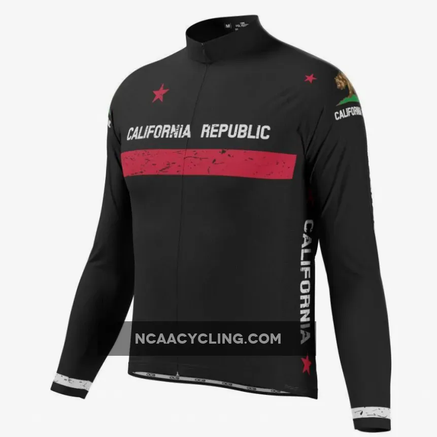 Men's California Republic Flag Long Sleeve Cycling Jersey Cycling In California
