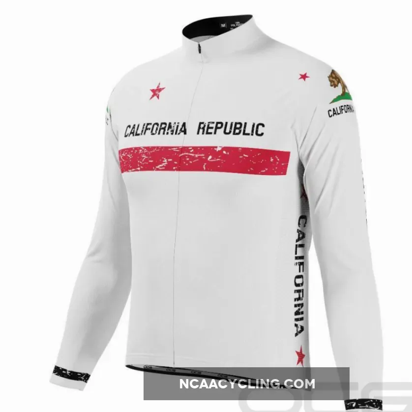 Men's California Republic Flag Long Sleeve Cycling Jersey Cycling In California