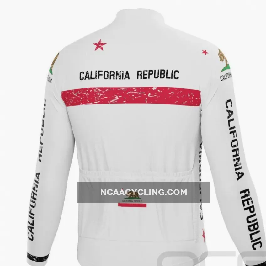Men's California Republic Flag Long Sleeve Cycling Jersey Cycling In California