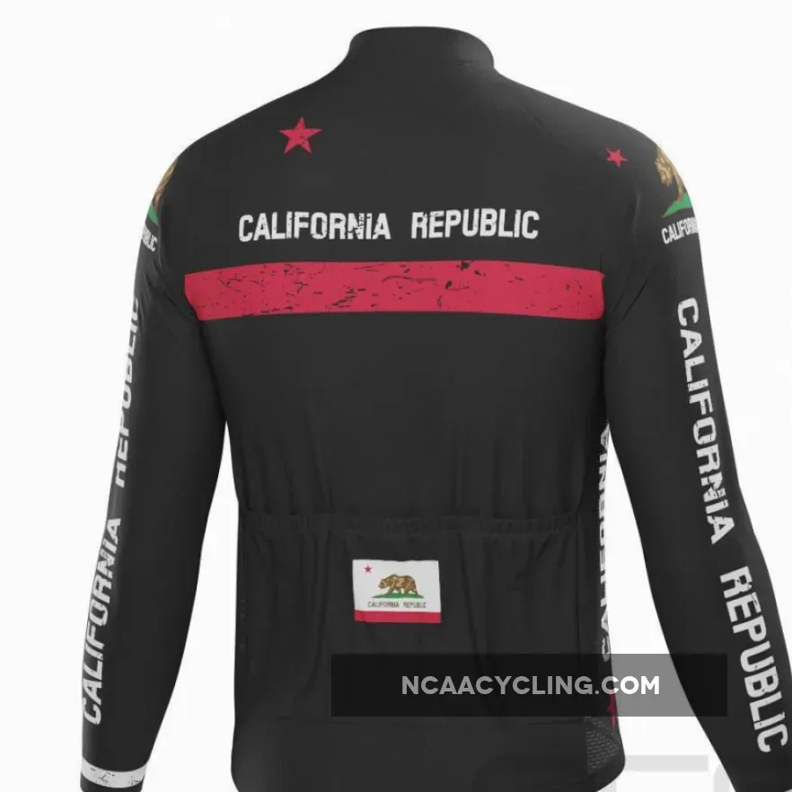 Men's California Republic Flag Long Sleeve Cycling Jersey Cycling In California