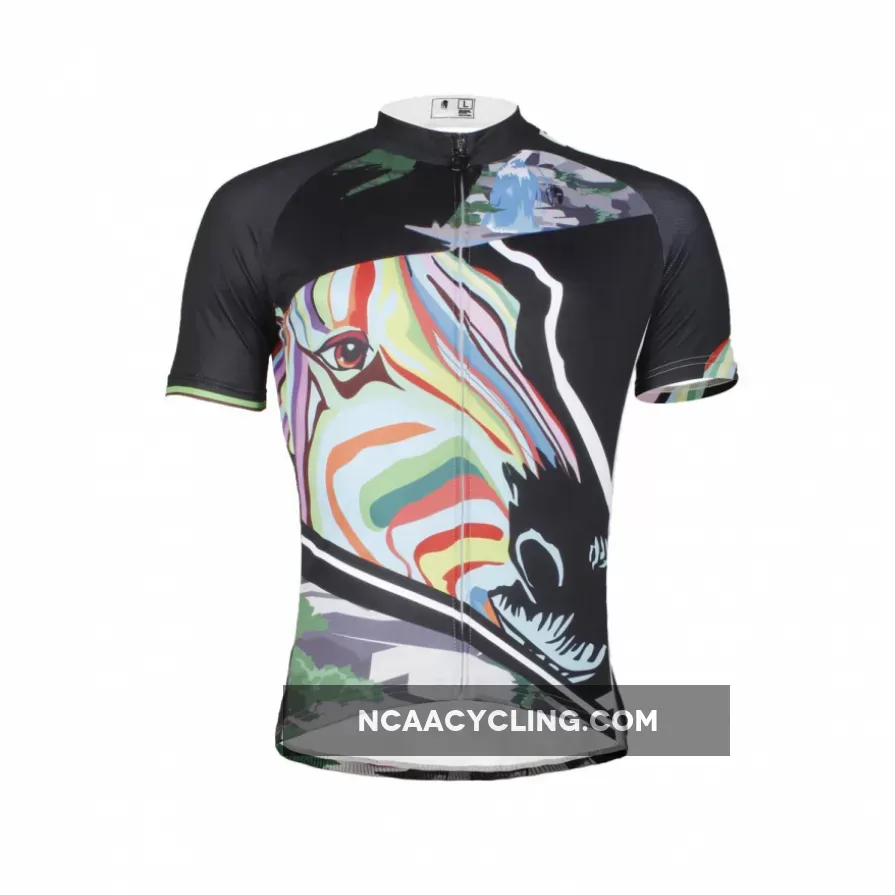 Ilpaladino Multicoloured Zebra Head Breathable Cycling Jersey Men's Short-Sleeve Sport Bicycling Shirts Summer Quick Dry Wear NO.633