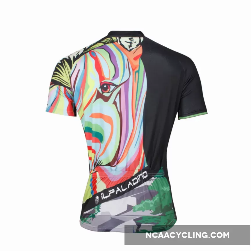 Ilpaladino Multicoloured Zebra Head Breathable Cycling Jersey Men's Short-Sleeve Sport Bicycling Shirts Summer Quick Dry Wear NO.633