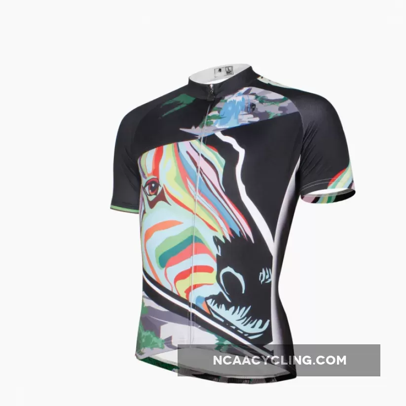 Ilpaladino Multicoloured Zebra Head Breathable Cycling Jersey Men's Short-Sleeve Sport Bicycling Shirts Summer Quick Dry Wear NO.633