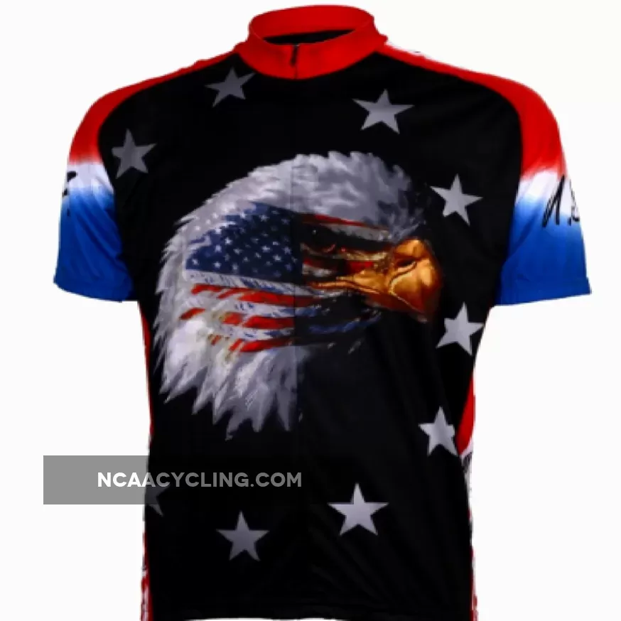 World Jersey American Eagle Patriotic Short Sleeve Men's 3/4 zip Cycling Jersey