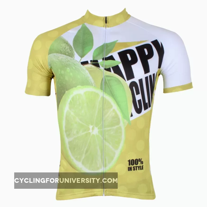 Happy Cycling Summer Fruit Lemon Men's Short-Sleeve Cycling Jersey Suit Biking Wear Breathable Outdoor Sports Gear Leisure Biking T-shirt Sports Clothes NO.177