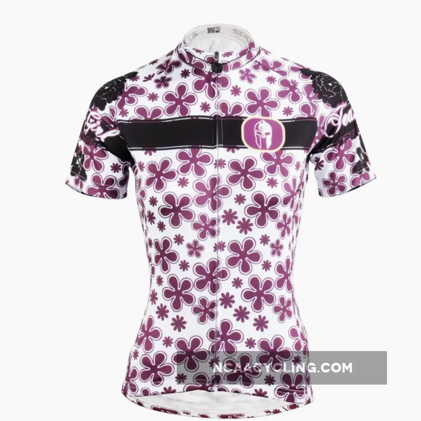 Purple-flower Summer Cycling Jerseys Purple-flower Summer Women's Quick Dry Short-Sleeve Cycling Jersey 608