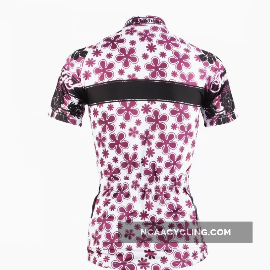 Purple-flower Summer Cycling Jerseys Purple-flower Summer Women's Quick Dry Short-Sleeve Cycling Jersey 608