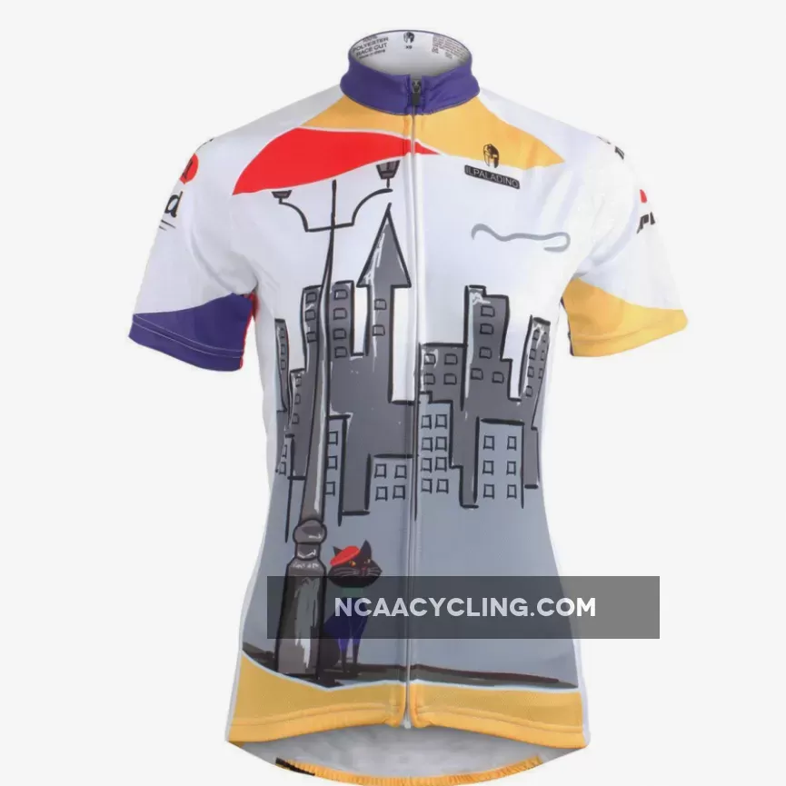 Ilpaladino City& Black Cat Women's Quick Dry Short-Sleeve Cycling Jersey Biking Shirts Breathable Summer Apparel Outdoor Sports Gear Wear NO.601