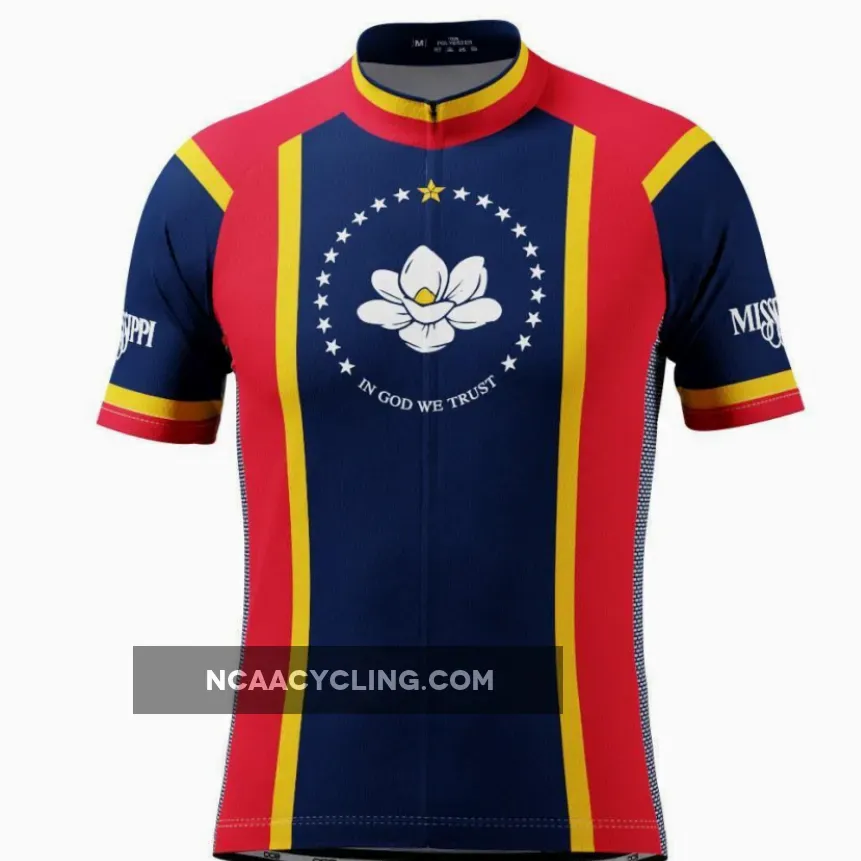 Men's Mississippi State Flag Short Sleeve Cycling Jersey, Mississippi Short