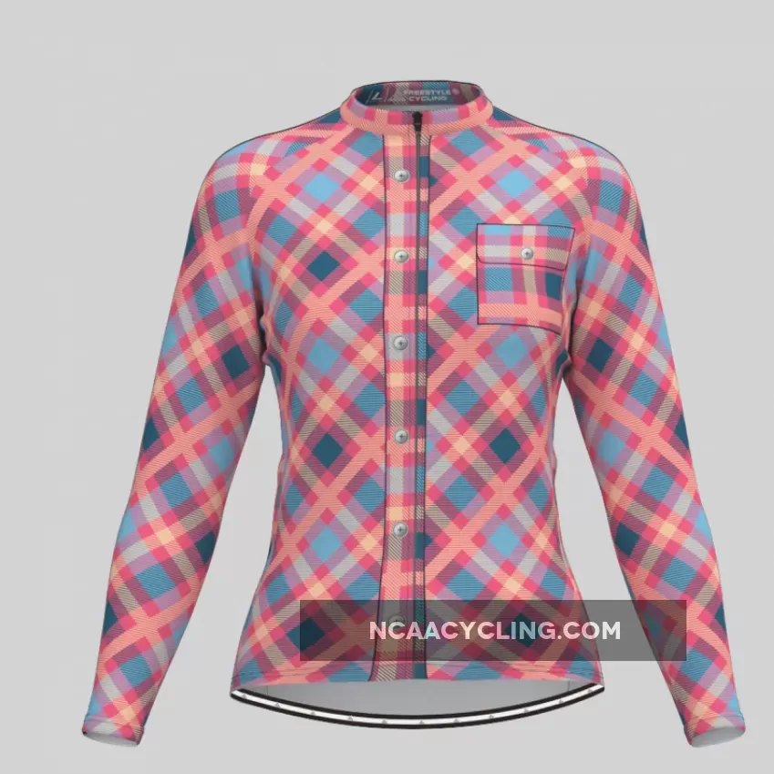Plaid Checkered Shirt V29 Women's LS Cycling Jersey Restock