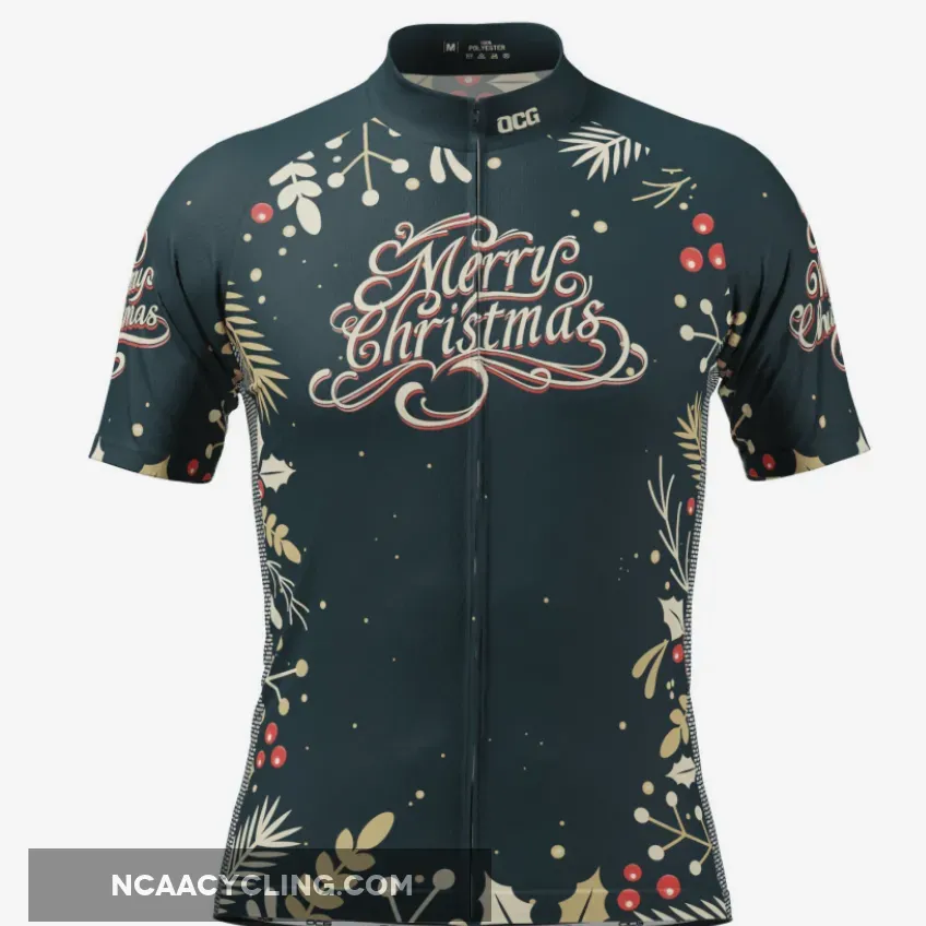 Men's Christmas Holly Short Sleeve Cycling Jersey For Sale