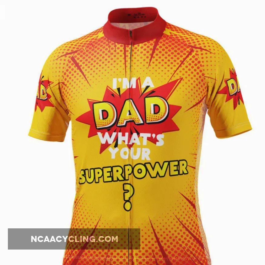 Men's Dad Superpowers Short Sleeve Cycling Jersey Brand New