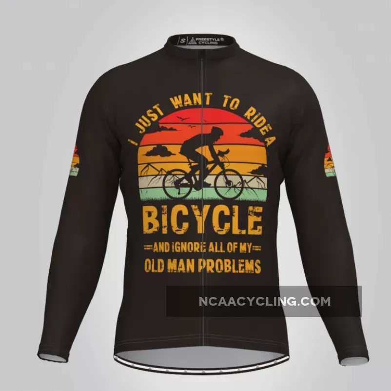 I Just Want To Ride A Bicycle LS Cycling Jersey Black